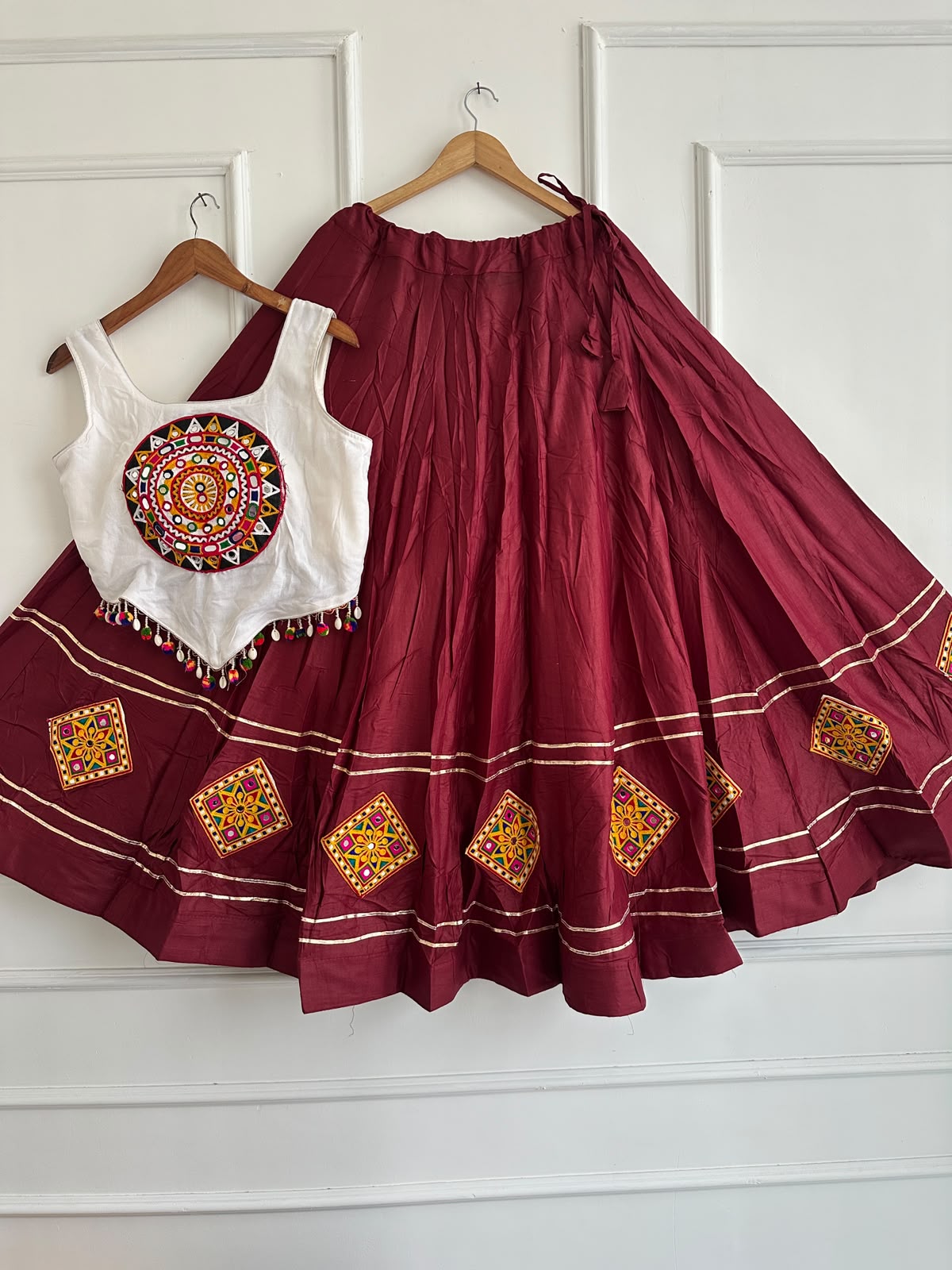 Kutchi Chaniyacholi Navratri Lehenga Choli with Hand-Stitched Shell Work