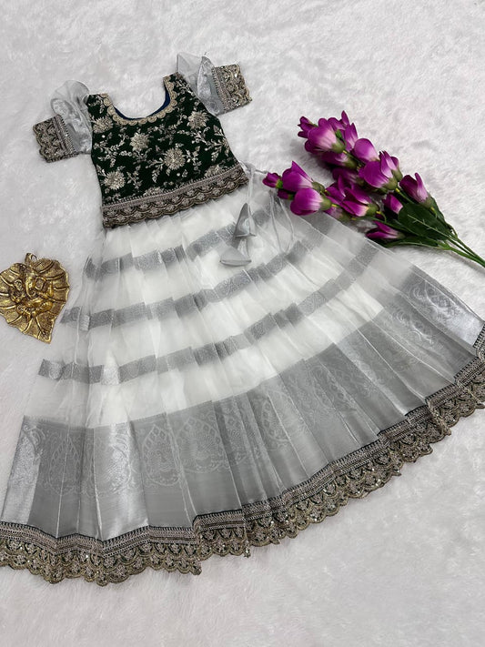 Kids Lehenga Choli Set with Zari Weaving Work