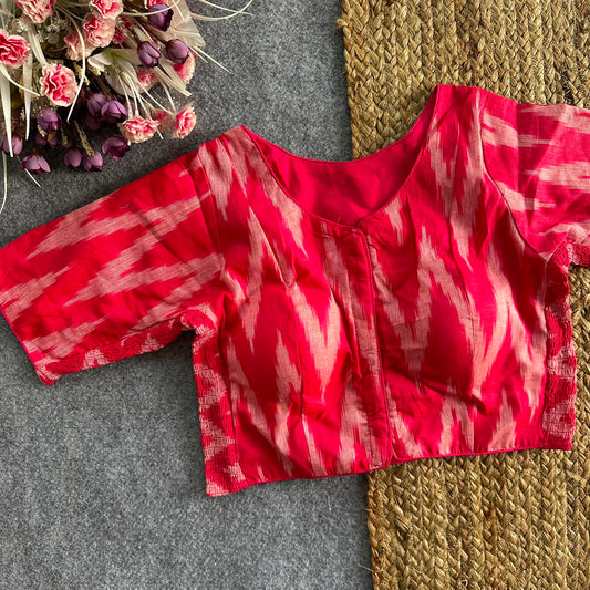 Pure Ikat Cotton Elastic Blouse with Side Elastic