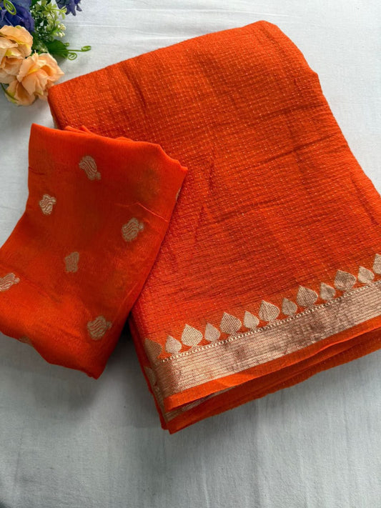 Viscose Weaving Pattern Saree with Dola Banarasi Silk Blouse