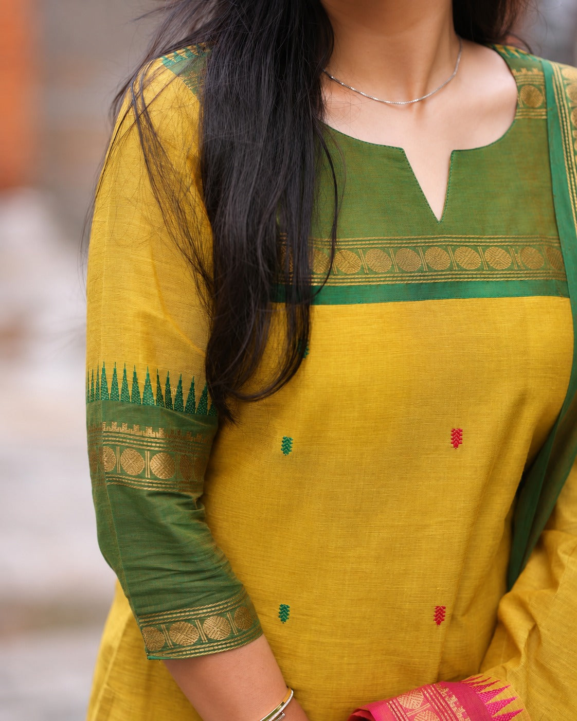 Keyuri Kanchi Cotton Kurti with Dupatta – Mustard