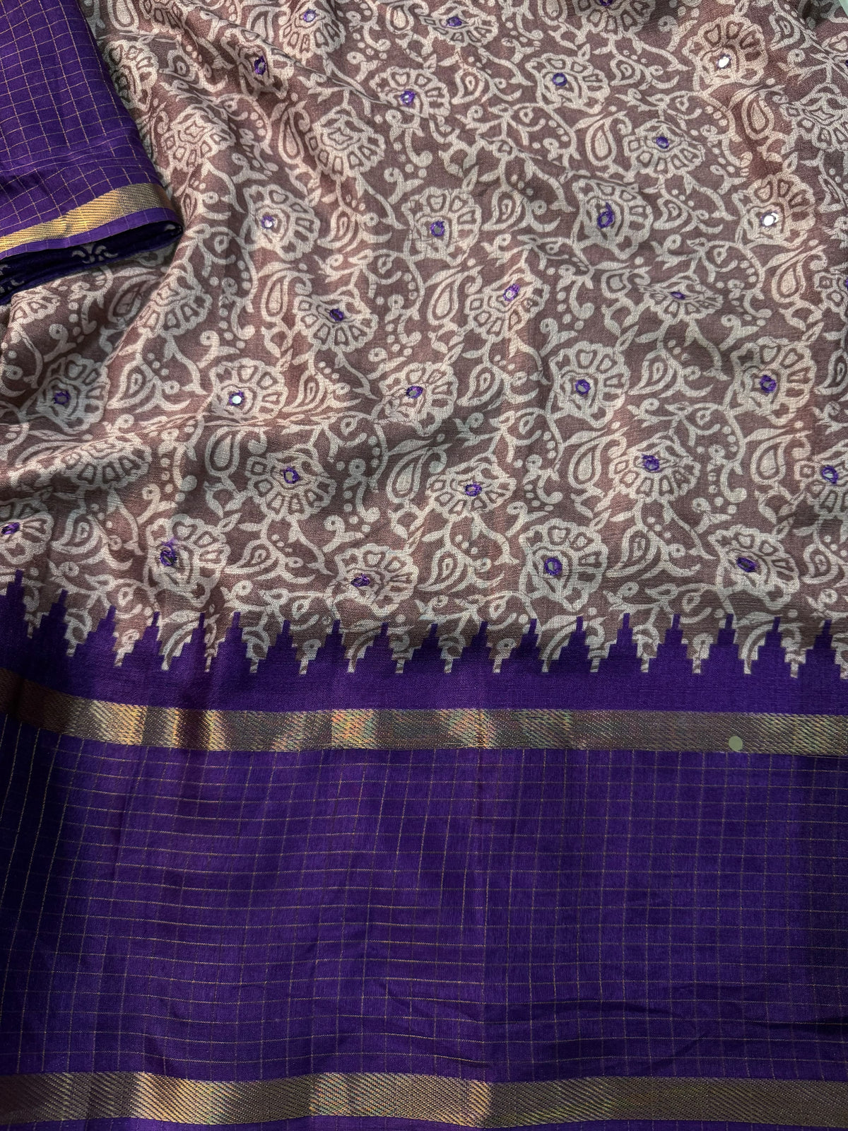 Premium Crepe Silk Saree with Tussel and Mirror Work