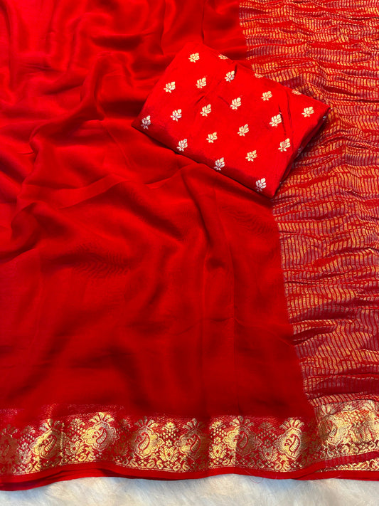 Viscose Weaving Pattern Saree with Dola Banarasi Silk Blouse