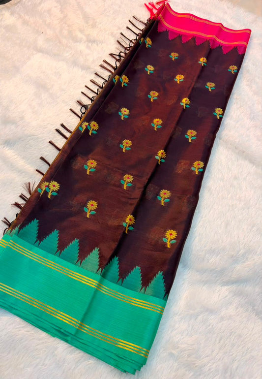 Banarasi Katan Soft Silk Buti Saree with Soft Border and Buta Blouse