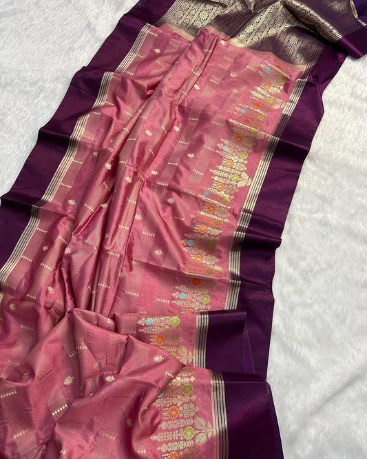Banarasi Raw Mango Silk Saree with Designer Border and Blouse Piece