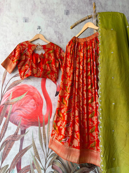 Bird Theme Khadi Crepe Jacquard Lehenga Set - WhatsApp Image 2026-08-13 at 23.01.33