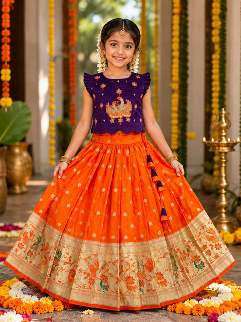 Royal Peacock Purple & Orange Kids Lehenga Choli - WhatsApp Image 2026-08-13 at 23.02.44