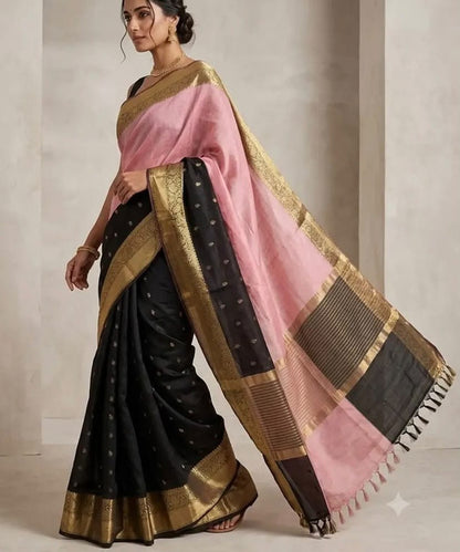 Kanchi Pattu Silk Half & Half Saree with Gold Zari Border - WhatsApp Image 2026-08-14 at 20.22.03