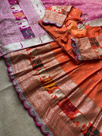 Elephant Checks Viscose Tissue Silk Lehenga Set - WhatsApp Image 2026-08-14 at 20.23.27 (1)