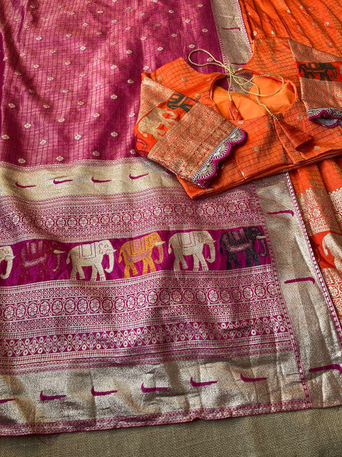 Elephant Checks Viscose Tissue Silk Lehenga Set - WhatsApp Image 2026-08-14 at 20.23.27
