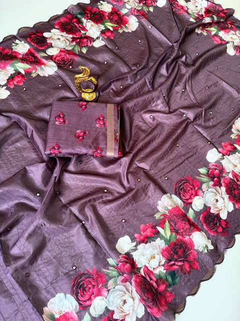 Tussar Saree with Rose Flower Print - WhatsApp Image 2026-08-14 at 20.44.49