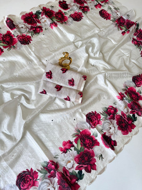 Tussar Saree with Rose Flower Print - WhatsApp Image 2026-08-14 at 20.44.50