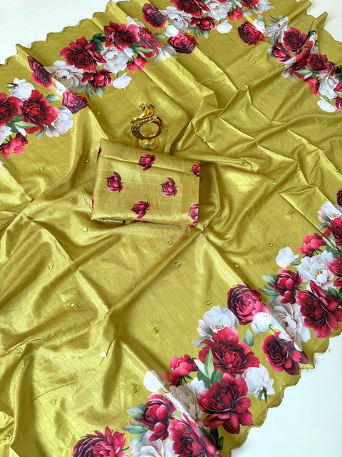 Tussar Saree with Rose Flower Print - WhatsApp Image 2026-08-14 at 20.44.51