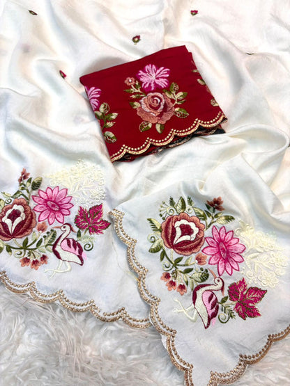Shree Guldasta Goldy Shiny Partywear Saree Off-White