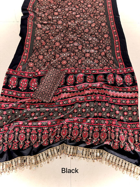 Pure Arjakh Satin Viscose Silk Saree with Designer Print & Mirror Work - WhatsApp Image 2026-08-14 at 21.13.39