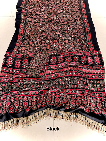 Pure Arjakh Satin Viscose Silk Saree with Designer Print & Mirror Work - WhatsApp Image 2026-08-14 at 21.13.39