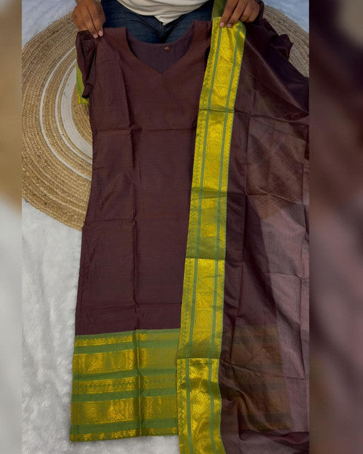 Heavy Kanchi Cotton Stitched Kurti with Zari Weaving and Dupatta - WhatsApp Image 2026-09-02 at 10.38.27 (1)