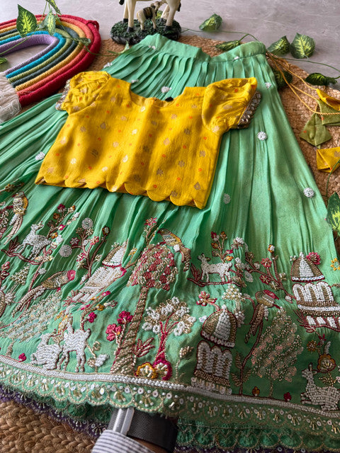 Maggam Work Village Theme Kids Lehenga - WhatsApp Image 2026-09-02 at 10.45.42 (1)