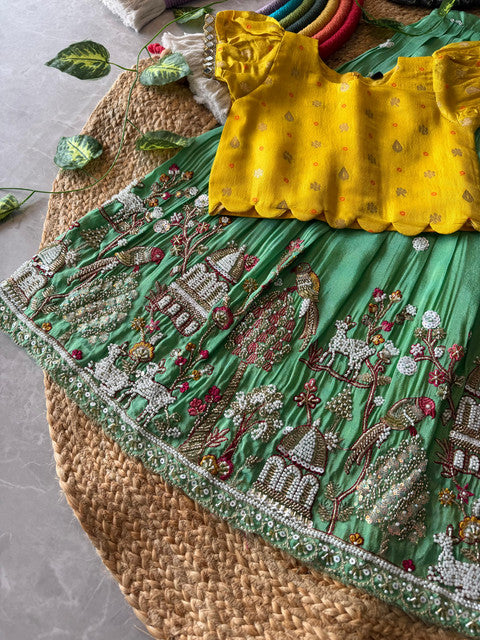 Maggam Work Village Theme Kids Lehenga - WhatsApp Image 2026-09-02 at 10.45.42