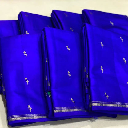 Banarasi Raw Mango Silk Saree with Designer Border and Pallu Royal Blue