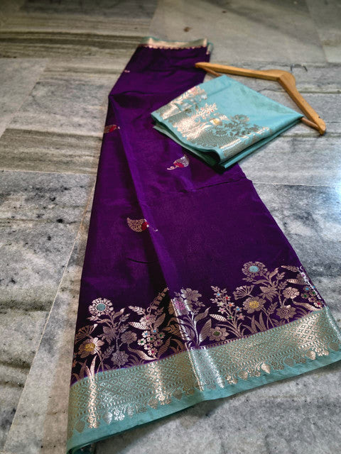 Banarasi Katan Silk Saree with Contrast Alfi Border and Zari Butti - WhatsApp Image 2026-09-02 at 11.08.40