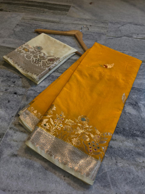 Banarasi Katan Silk Saree with Contrast Alfi Border and Zari Butti - WhatsApp Image 2026-09-02 at 11.08.42 (1)