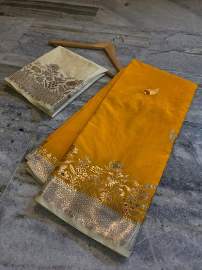 Banarasi Katan Silk Saree with Contrast Alfi Border and Zari Butti - WhatsApp Image 2026-09-02 at 11.08.42 (1)