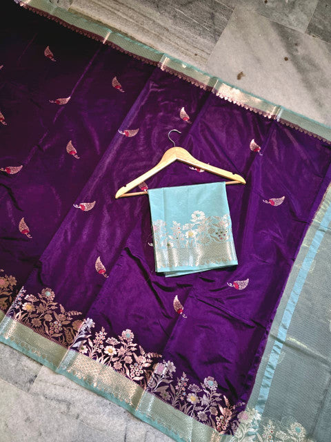 Banarasi Katan Silk Saree with Contrast Alfi Border and Zari Butti - WhatsApp Image 2026-09-02 at 11.08.43