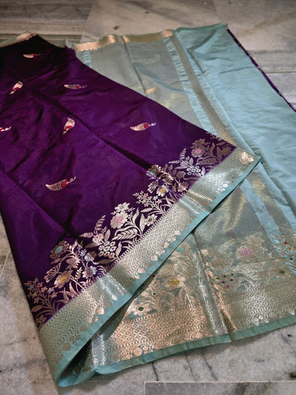 Banarasi Katan Silk Saree with Contrast Alfi Border and Zari Butti - WhatsApp Image 2026-09-02 at 11.08.48 (1)