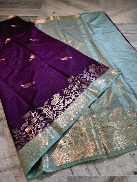 Banarasi Katan Silk Saree with Contrast Alfi Border and Zari Butti - WhatsApp Image 2026-09-02 at 11.08.48 (1)