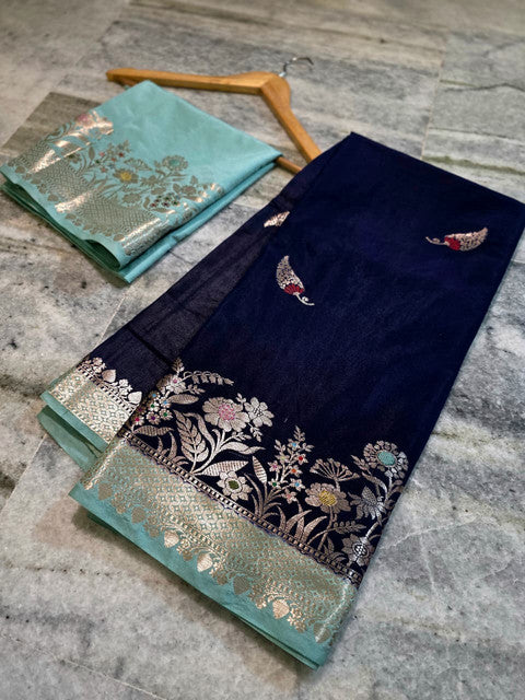 Banarasi Katan Silk Saree with Contrast Alfi Border and Zari Butti - WhatsApp Image 2026-09-02 at 11.08.48