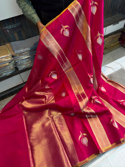 Banarasi Rao Mango Soft Silk Saree with Runcut Design