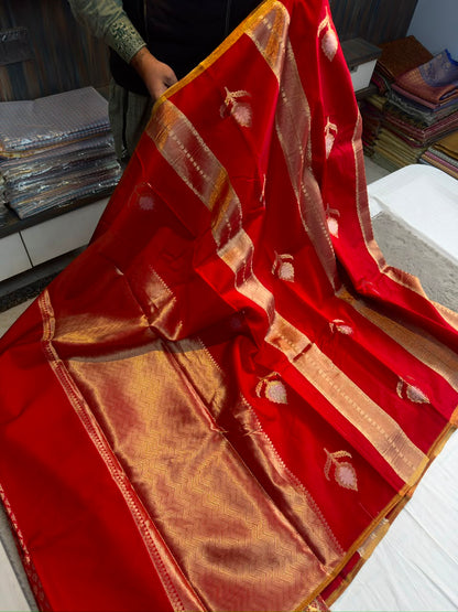 Banarasi Rao Mango Soft Silk Saree with Runcut Design