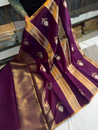 Banarasi Rao Mango Soft Silk Saree with Runcut Design