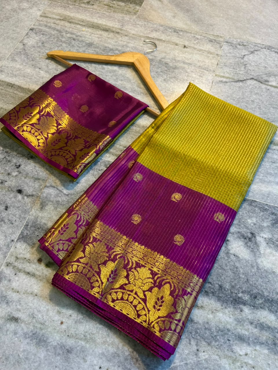 Banarasi Katan Tissue Half & Half Silk Saree with Zari Buti