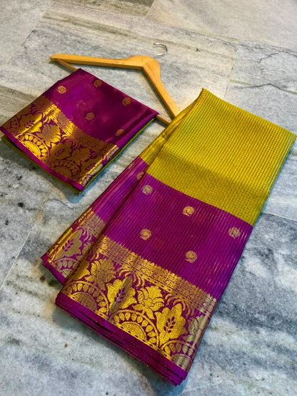 Banarasi Katan Tissue Half & Half Silk Saree with Zari Buti