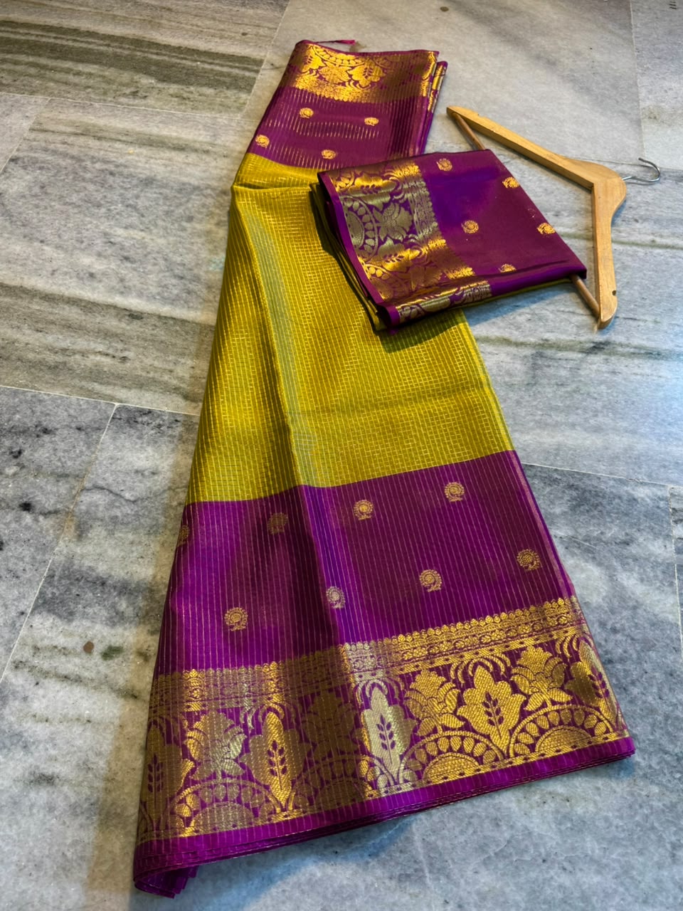 Banarasi Katan Tissue Half & Half Silk Saree with Zari Buti