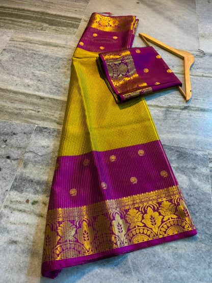 Banarasi Katan Tissue Half & Half Silk Saree with Zari Buti