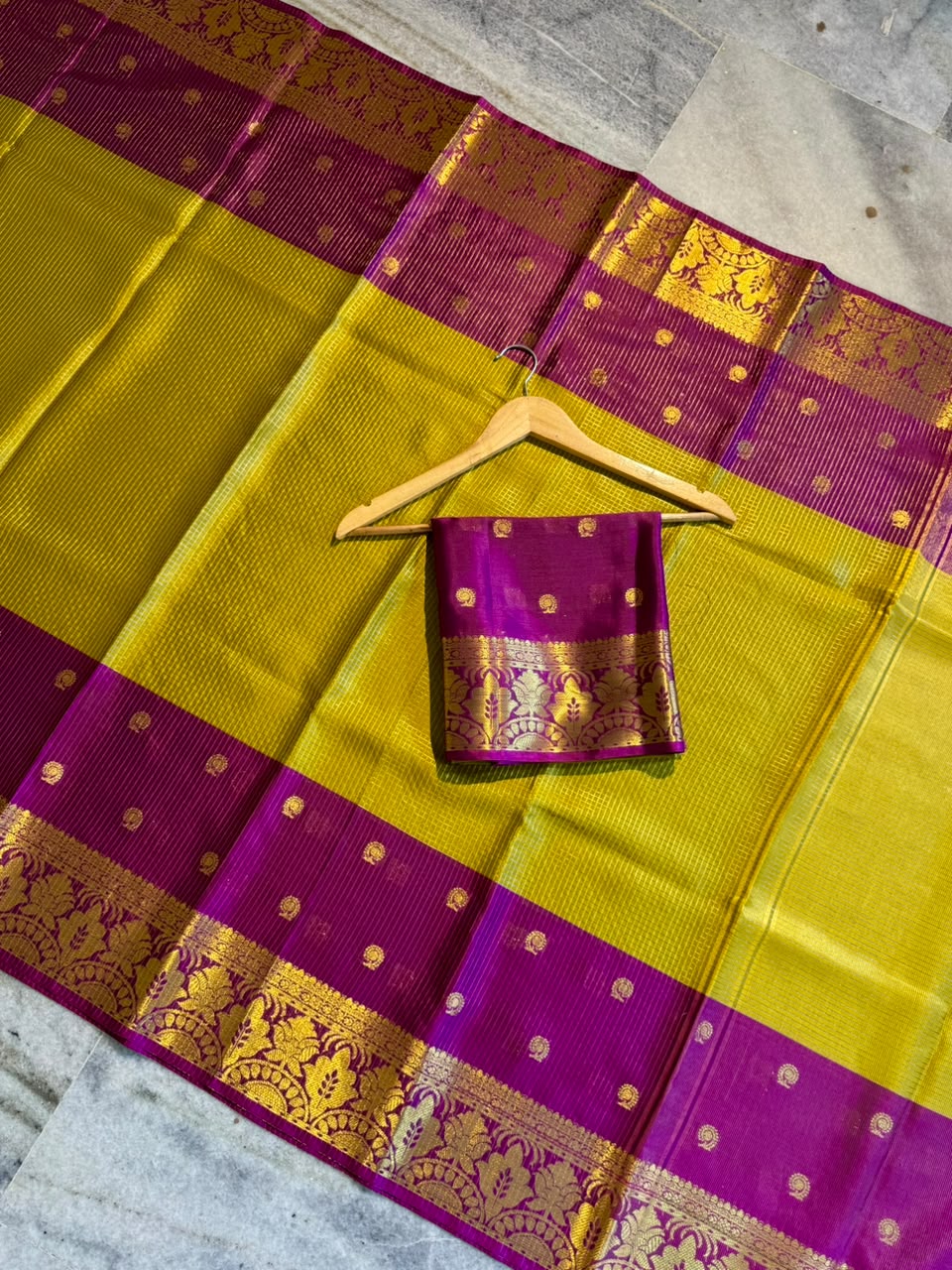 Banarasi Katan Tissue Half & Half Silk Saree with Zari Buti