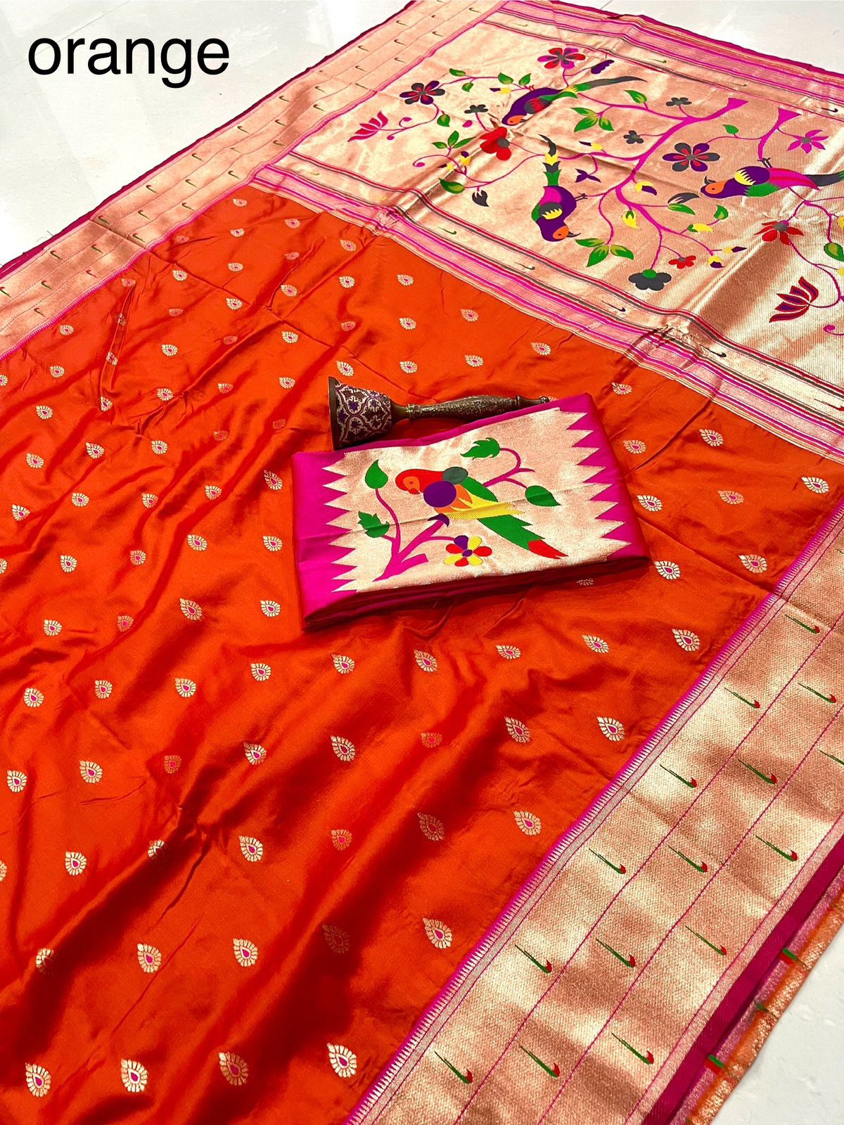 Pure Soft Kanchivram Pethani Silk Saree with Meena Zari Pallu