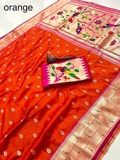 Pure Soft Kanchivram Pethani Silk Saree with Meena Zari Pallu