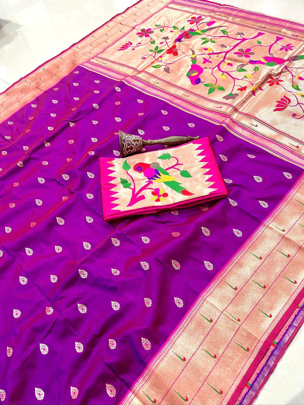 Pure Soft Kanchivram Pethani Silk Saree with Meena Zari Pallu