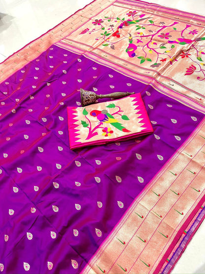 Pure Soft Kanchivram Pethani Silk Saree with Meena Zari Pallu