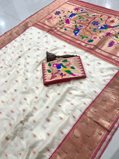 Pure Soft Kanchivram Pethani Silk Saree with Meena Zari Pallu