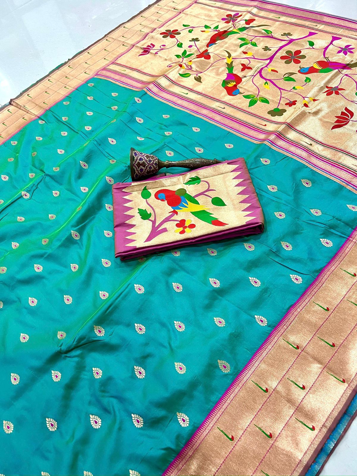 Pure Soft Kanchivram Pethani Silk Saree with Meena Zari Pallu