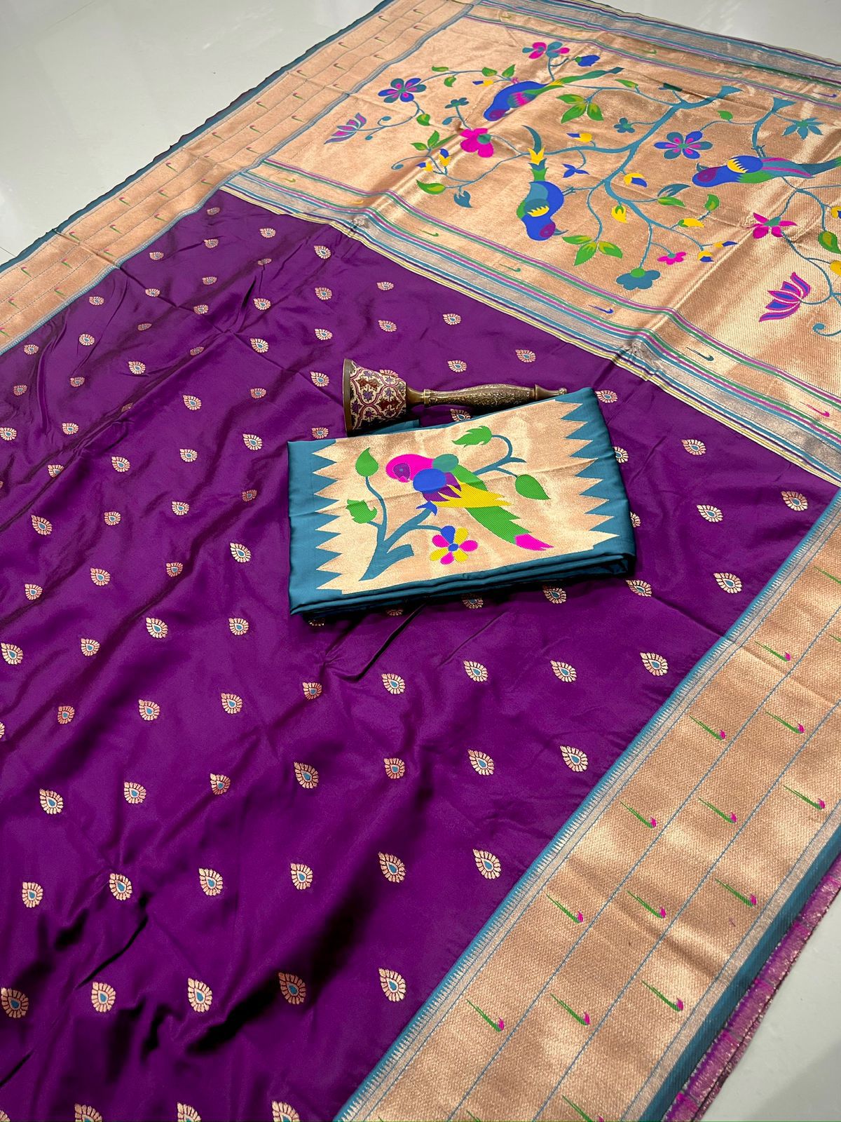 Pure Soft Kanchivram Pethani Silk Saree with Meena Zari Pallu