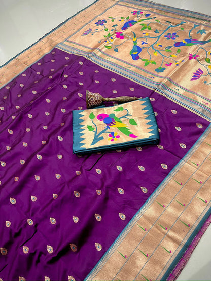 Pure Soft Kanchivram Pethani Silk Saree with Meena Zari Pallu