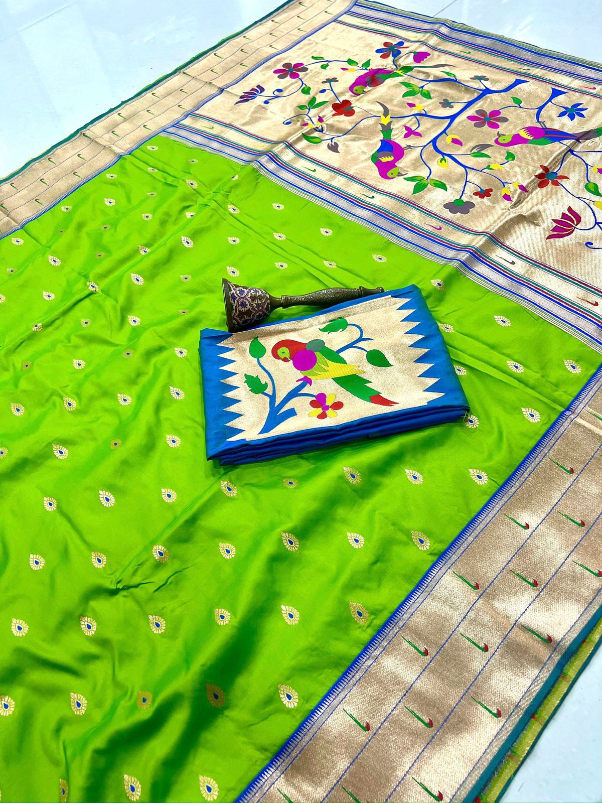 Pure Soft Kanchivram Pethani Silk Saree with Meena Zari Pallu