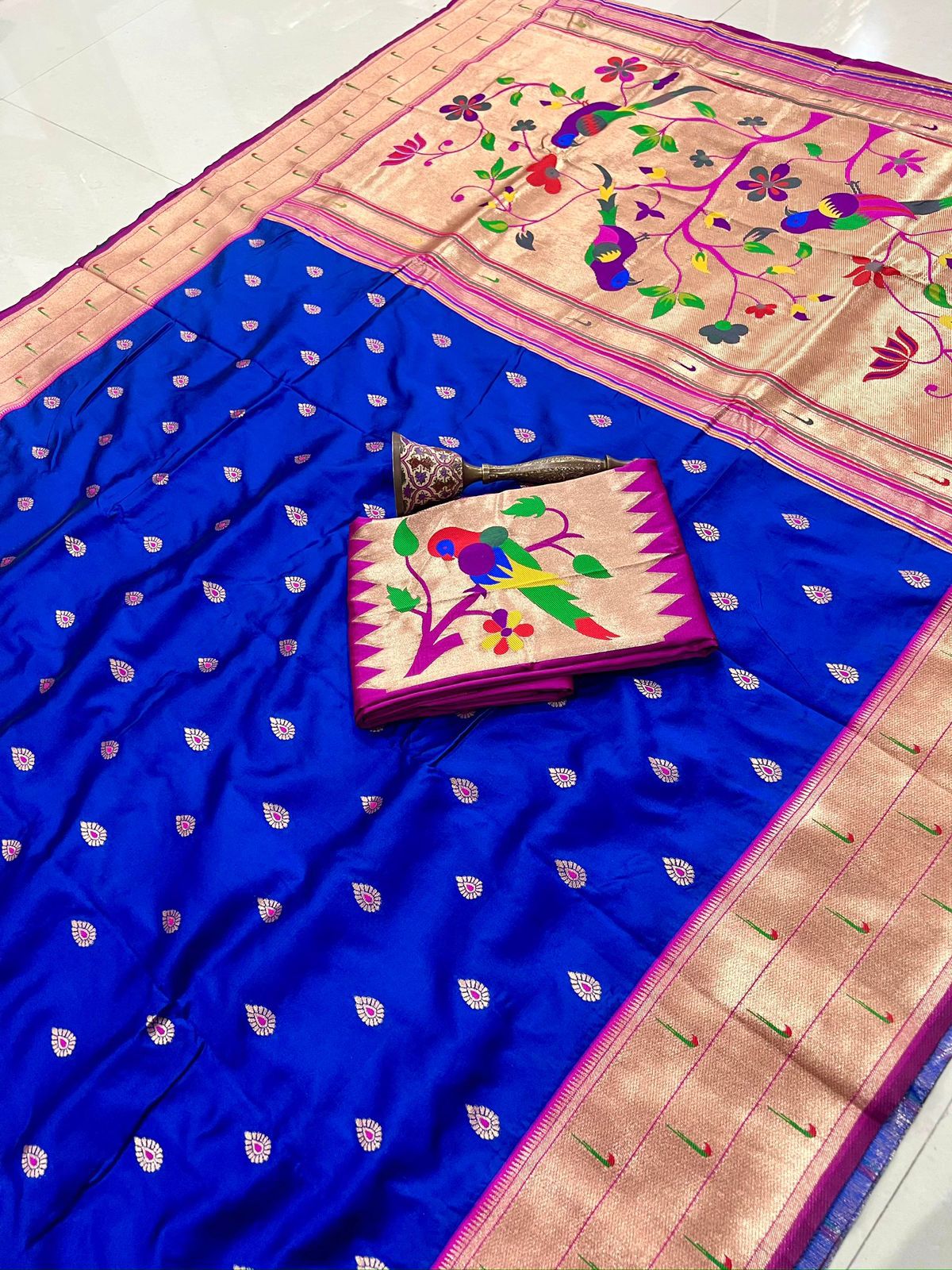Pure Soft Kanchivram Pethani Silk Saree with Meena Zari Pallu