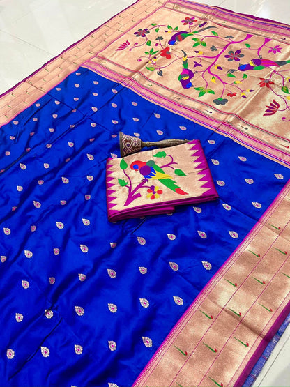 Pure Soft Kanchivram Pethani Silk Saree with Meena Zari Pallu